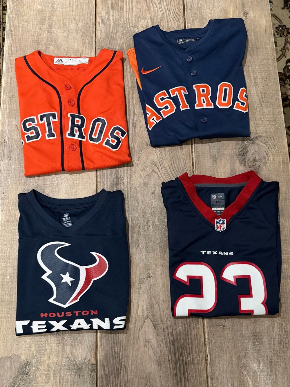 BUNDLE Houston Astros/NFL Kids Navy & Orange Team Jersey - Brand: Nike/Majestic